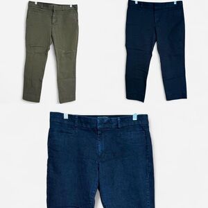BUNDLE OF 3: Banana Republic Women’s Sloan Fit Cropped Pants Navy, Black, &Olive